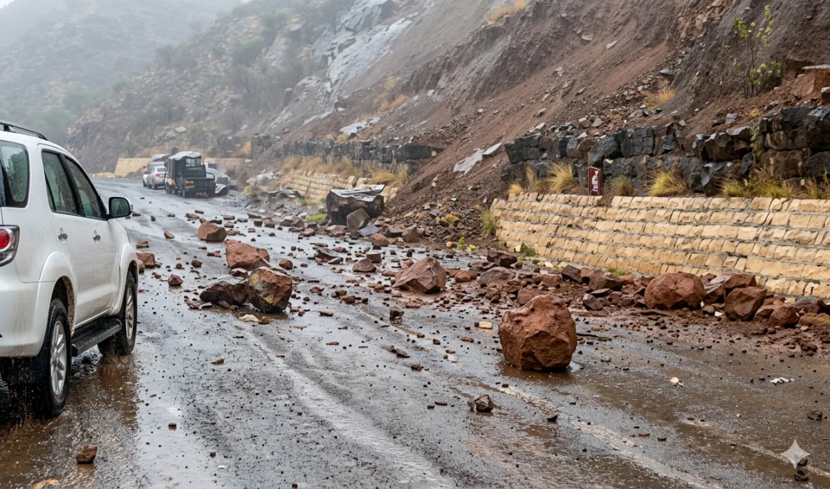 انهيارات صخرية في “العشاش” بصنعاء بعد أمطار غزيرة
